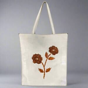 NUMERO 10 Grey Floral Embossed Leather Tote Handbag & Leather Goods